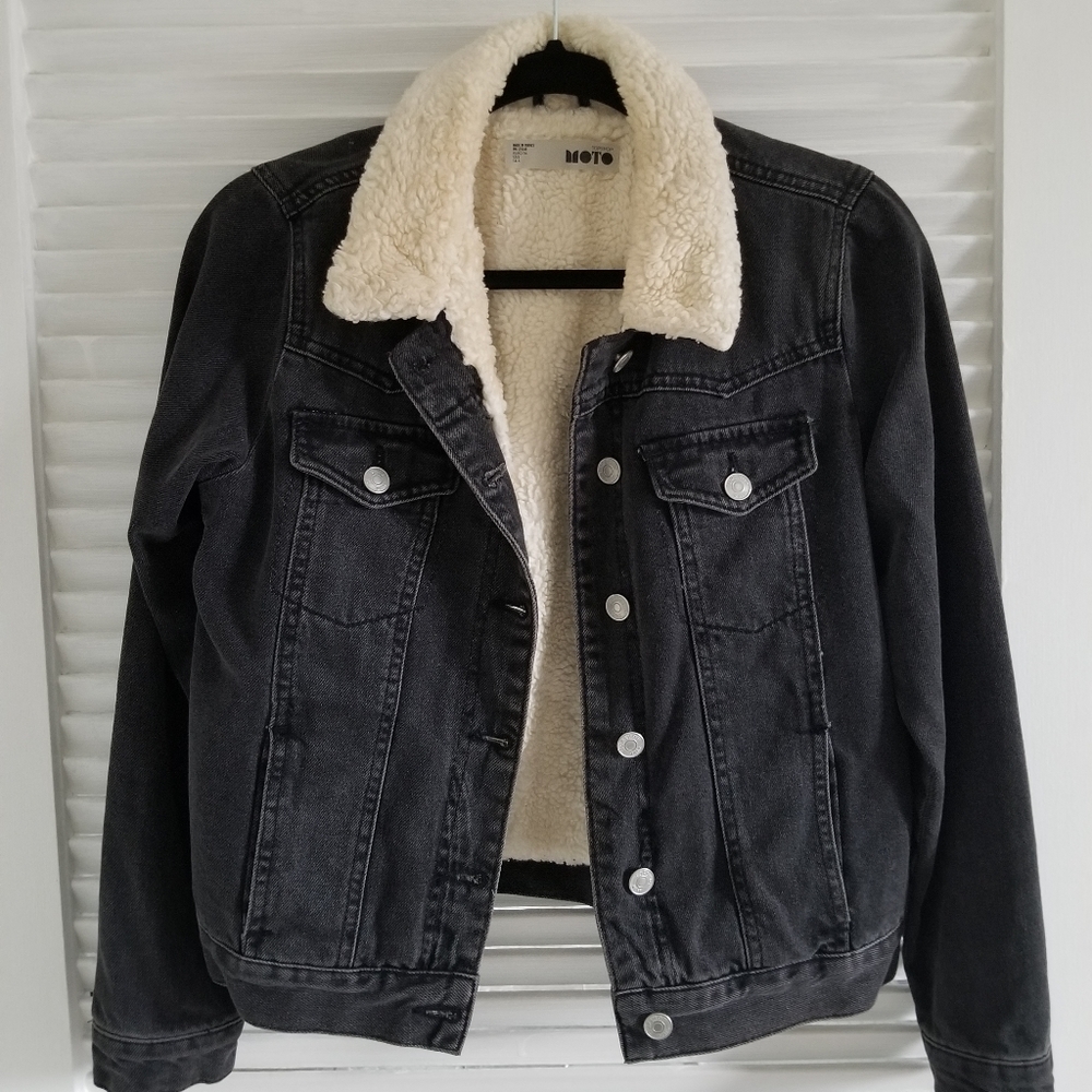 Topshop Denim shearling Jacket